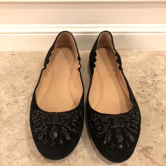 black jeweled flats